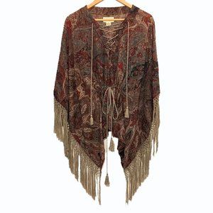 Ralph Lauren Denim & Supply Paisely Fringe Boho Poncho Top